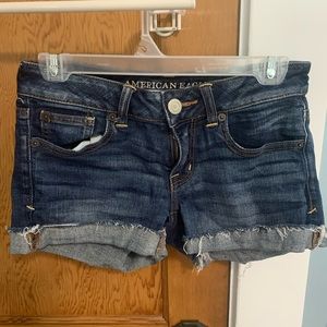 american eagle dark wash shorts